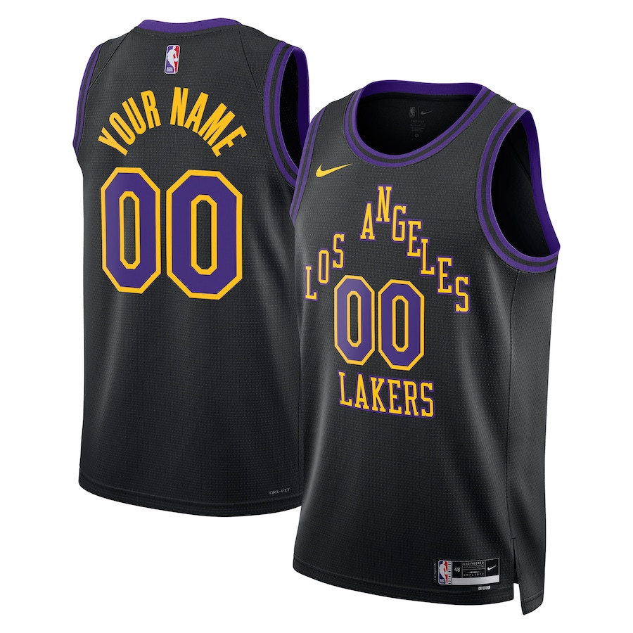 Los Angeles Lakers 2023/24 City Edition Swingman Custom Jersey - Black - JS401