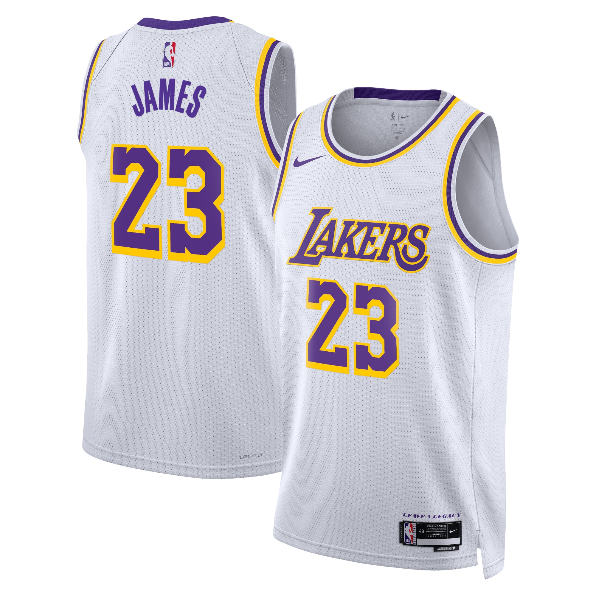 Los Angeles Lakers Association Edition Swingman Jersey - White - Lebron James - Unisex - JS780