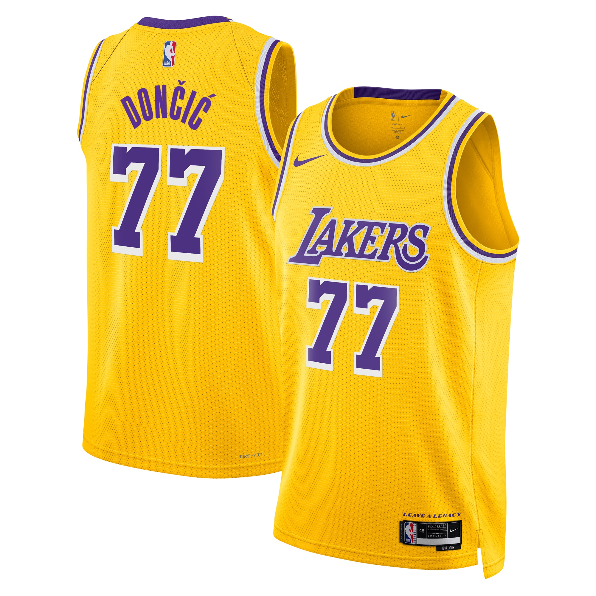 Los Angeles Lakers Icon Edition Swingman Jersey - Gold - Luka DonÄiÄ‡ - Unisex - JS746