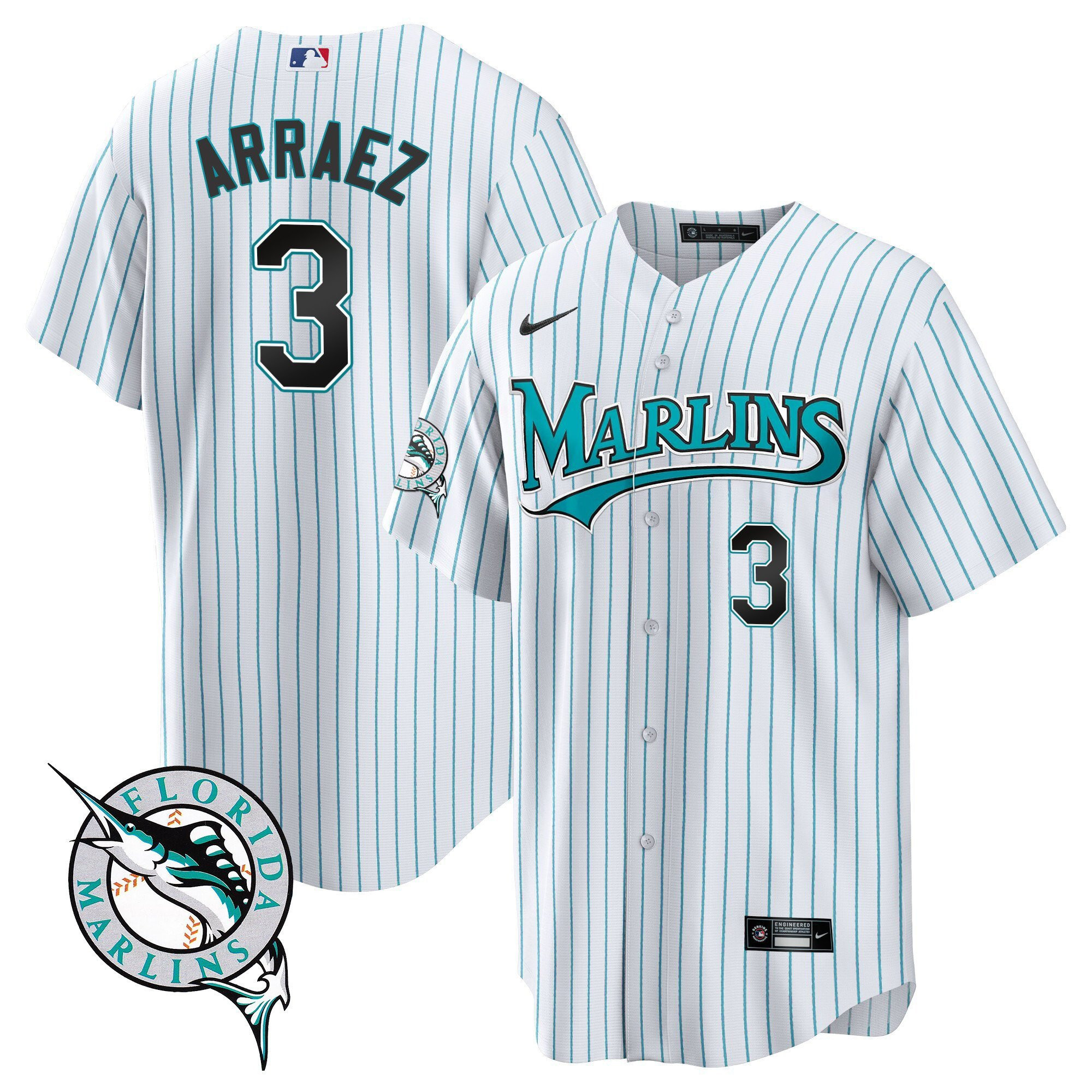 Luis Arraez 3 Miami Marlins Throwback Men Jersey - White