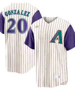 Luis Gonzalez 20 Arizona Diamondbacks Alternate Cooperstown Collection Men Jersey - Cream/Purple