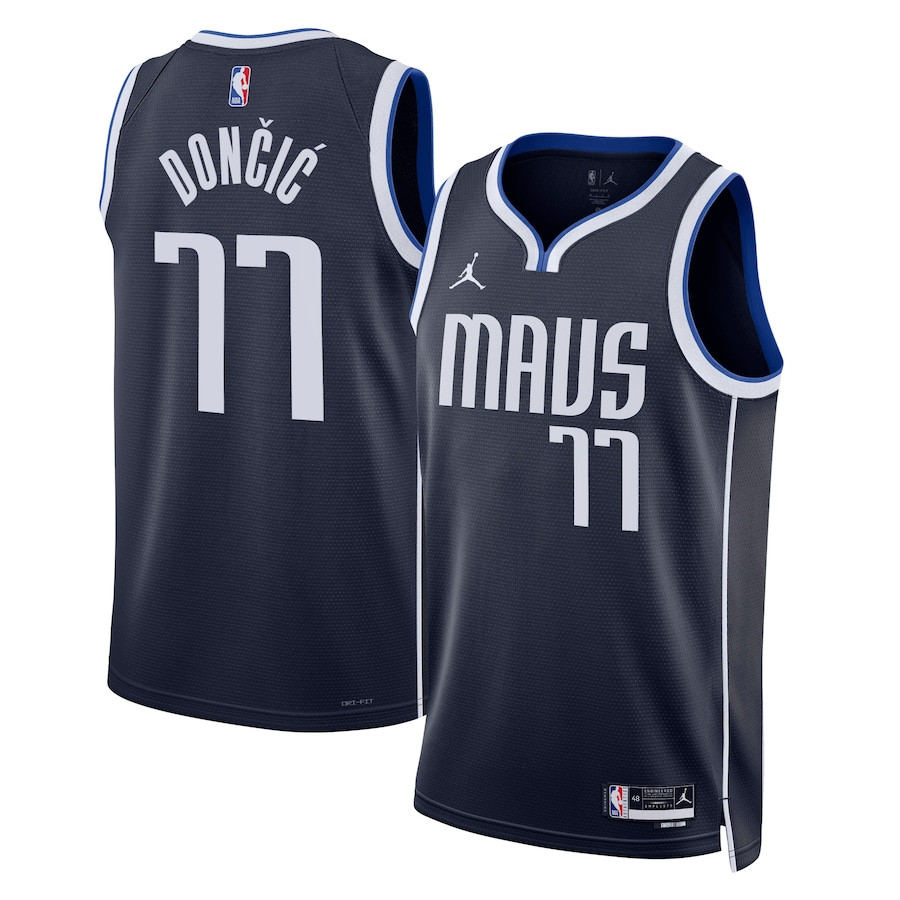 Luka Doncic 77 Dallas Mavericks Unisex Swingman Jersey - Statement Edition - Navy - JS677