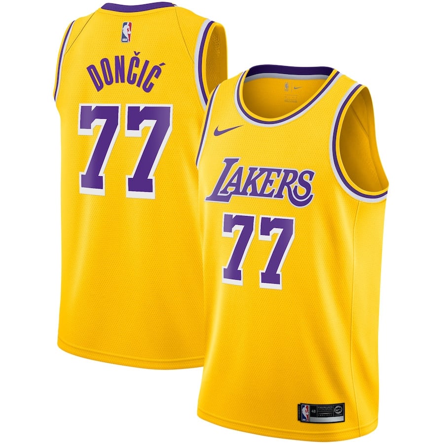 Luka DonÃ„ÂiÃ„â€¡ 77 Los Angeles Lakers YOUTH 2024/25 Swingman Player Jersey - Icon Edition - Gold - JS380