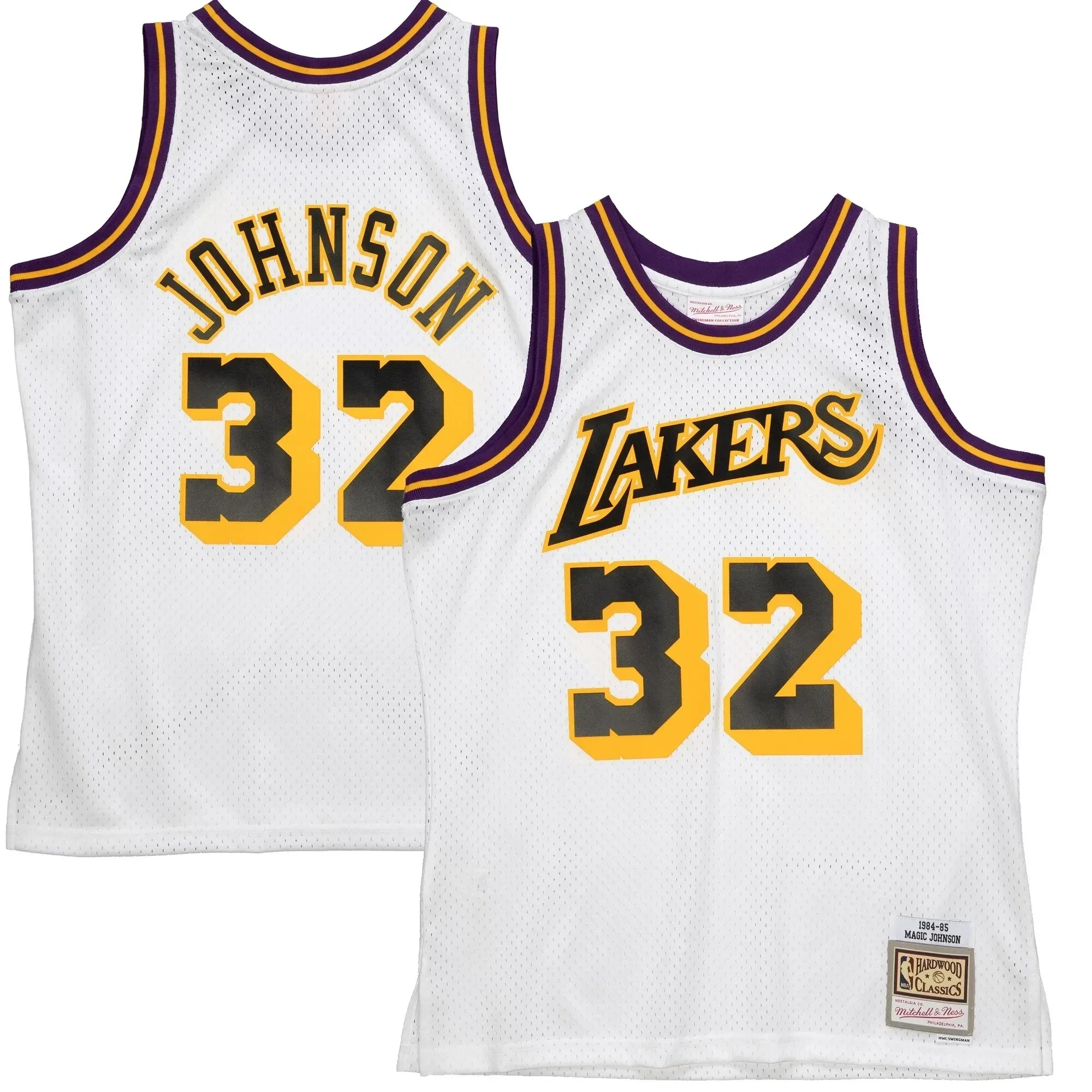 Magic Johnson Los Angeles Lakers Mitchell & Ness 1984-85 Hardwood Classics Reload 2.0 Swingman Jersey - White - JS474