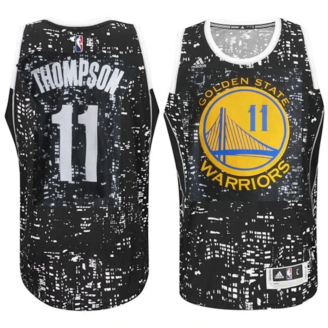 Male Golden State Warriors 11 Klay Thompson City Lights Black Swingman Jersey - JS165