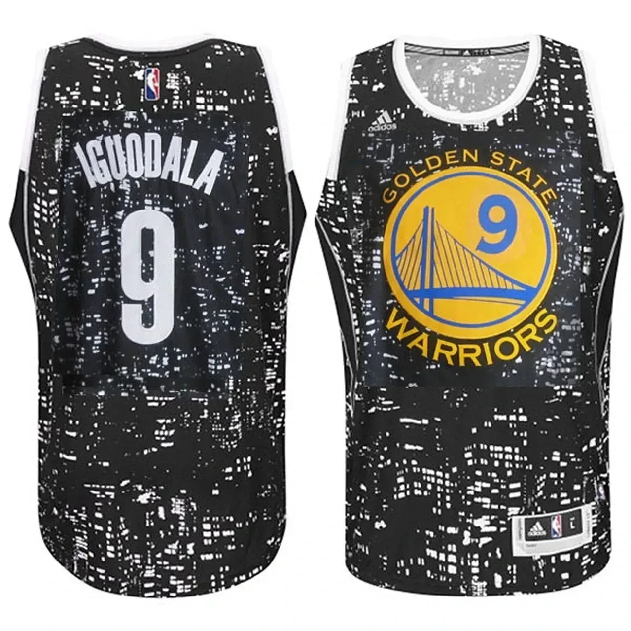 Male Golden State Warriors 9 Andre Iguodala City Lights Black Swingman Jersey - JS656