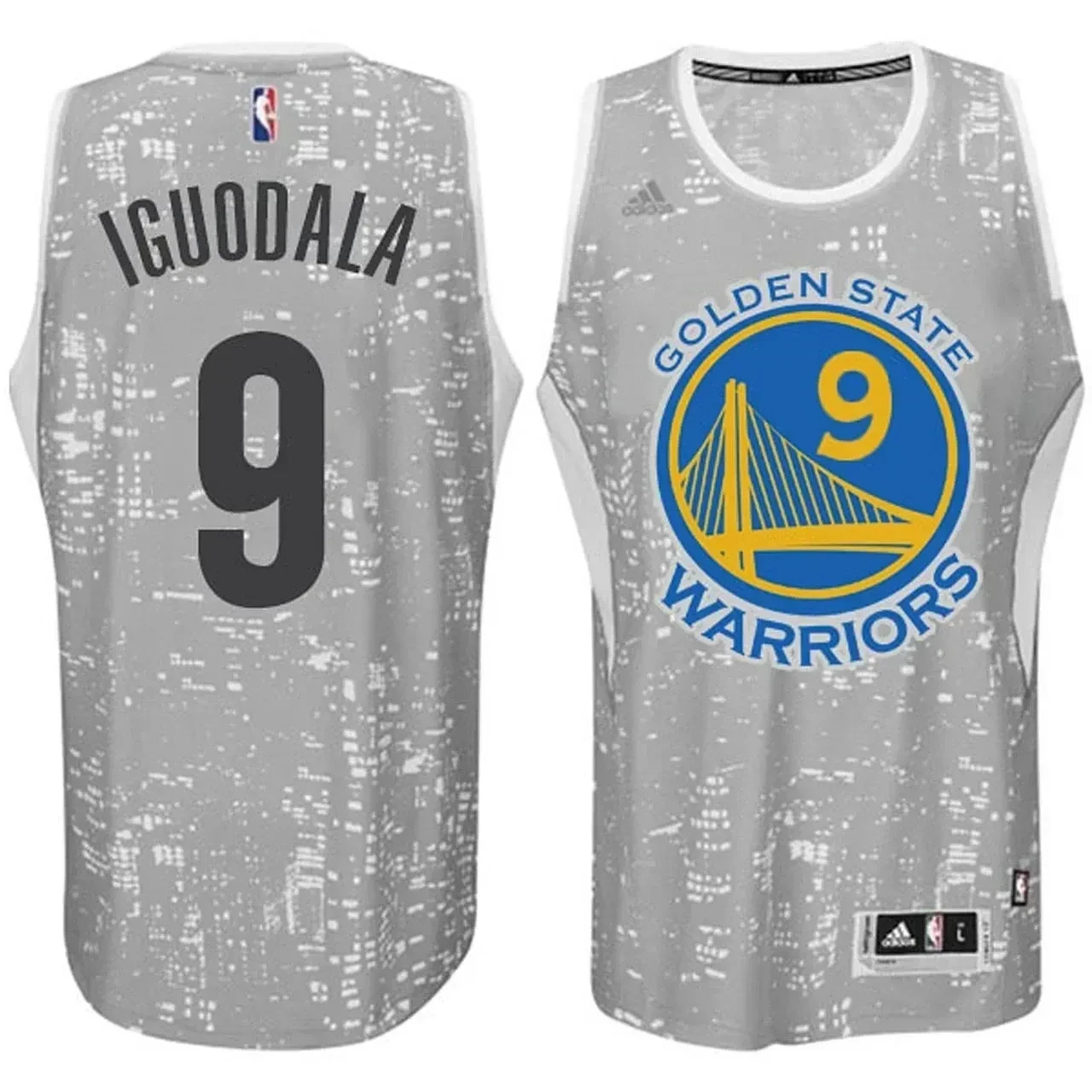 Male Golden State Warriors 9 Andre Iguodala City Lights Gray Swingman Jersey - JS495
