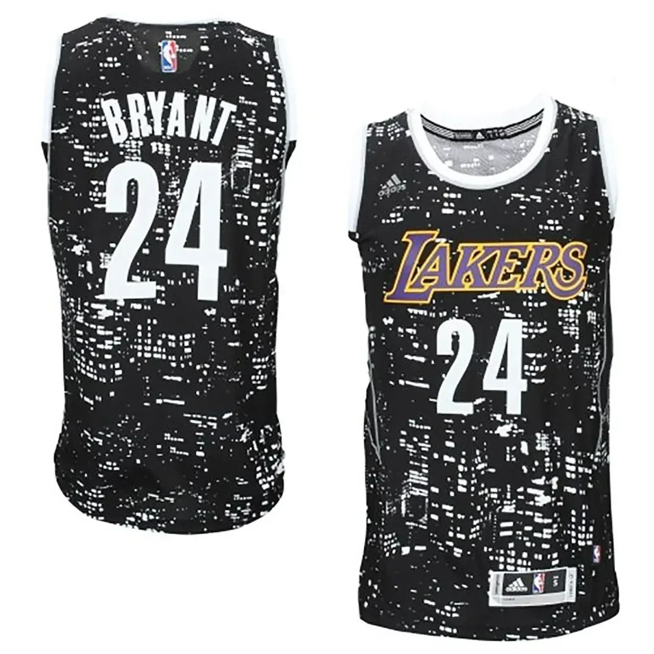 Male Los Angeles Lakers 24 Kobe Bryant Black City Lights Fashion Swingman Jersey - JS214