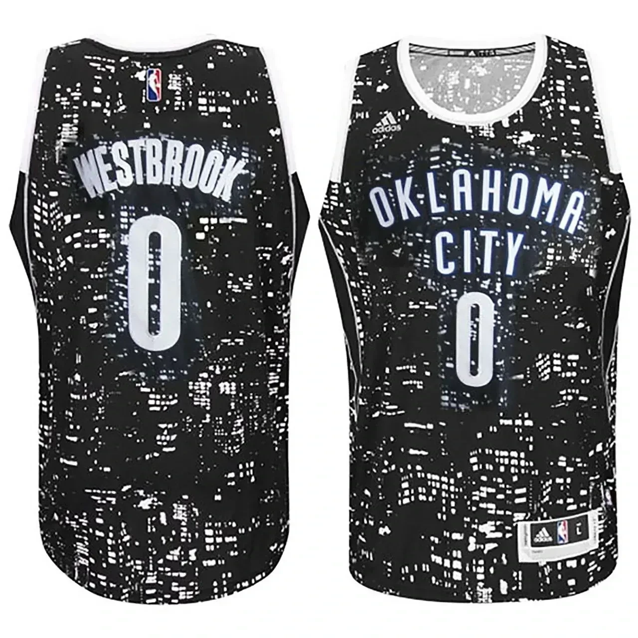 Male Oklahoma City Thunder 0 Russell Westbrook City Lights Black Swingman Jersey - JS763