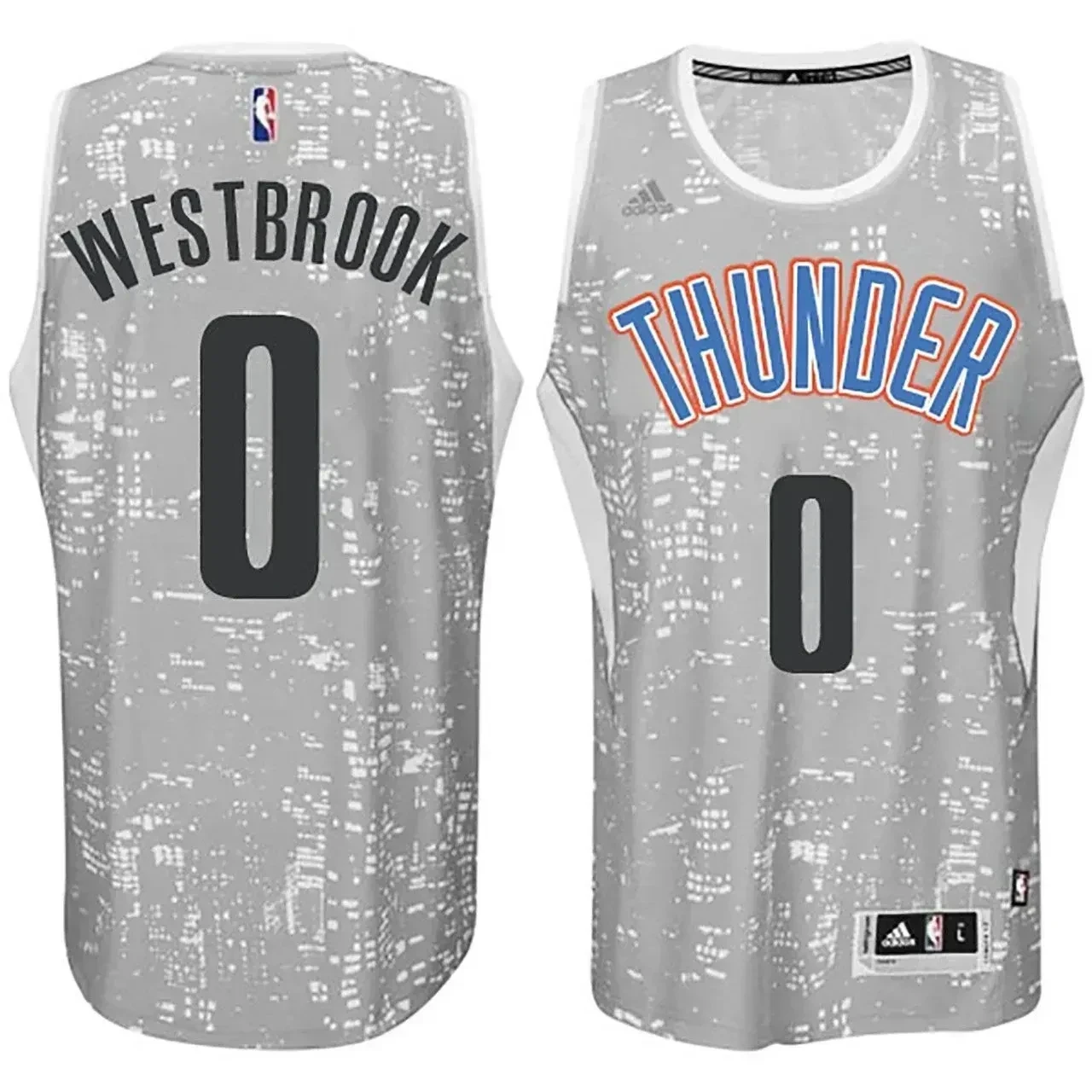 Male Oklahoma City Thunder 0 Russell Westbrook City Lights Gray Swingman Jersey - JS601