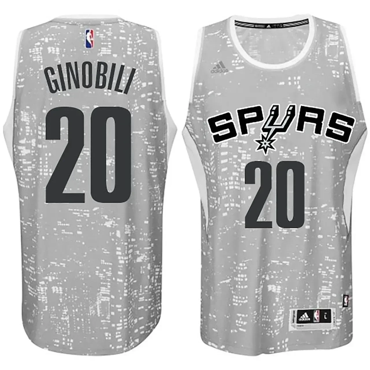 Male San Antonio Spurs 20 Manu Ginobili City Lights Gray Swingman Jersey - JS658