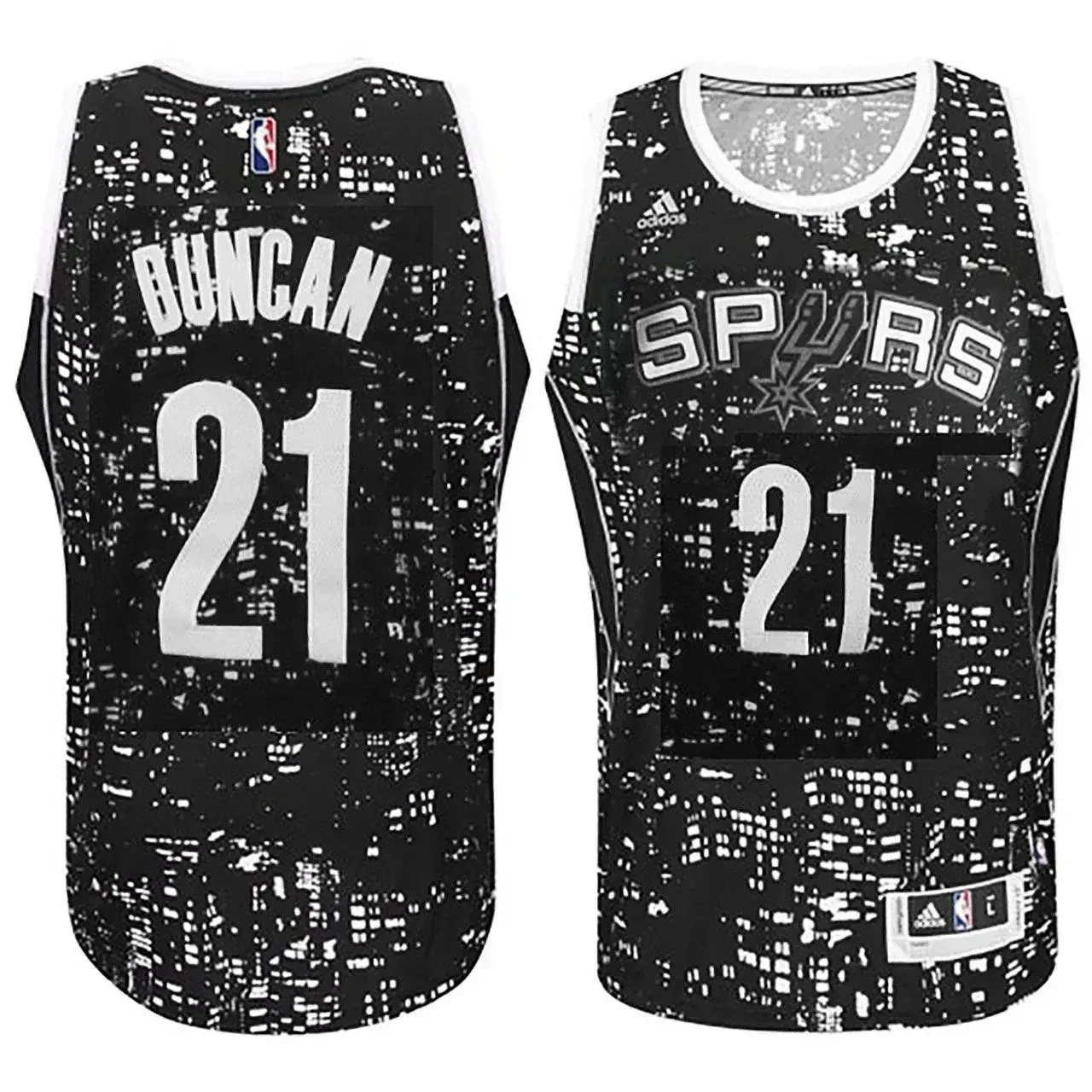 Male San Antonio Spurs 21 Tim Duncan City Lights Black Swingman Jersey - JS394
