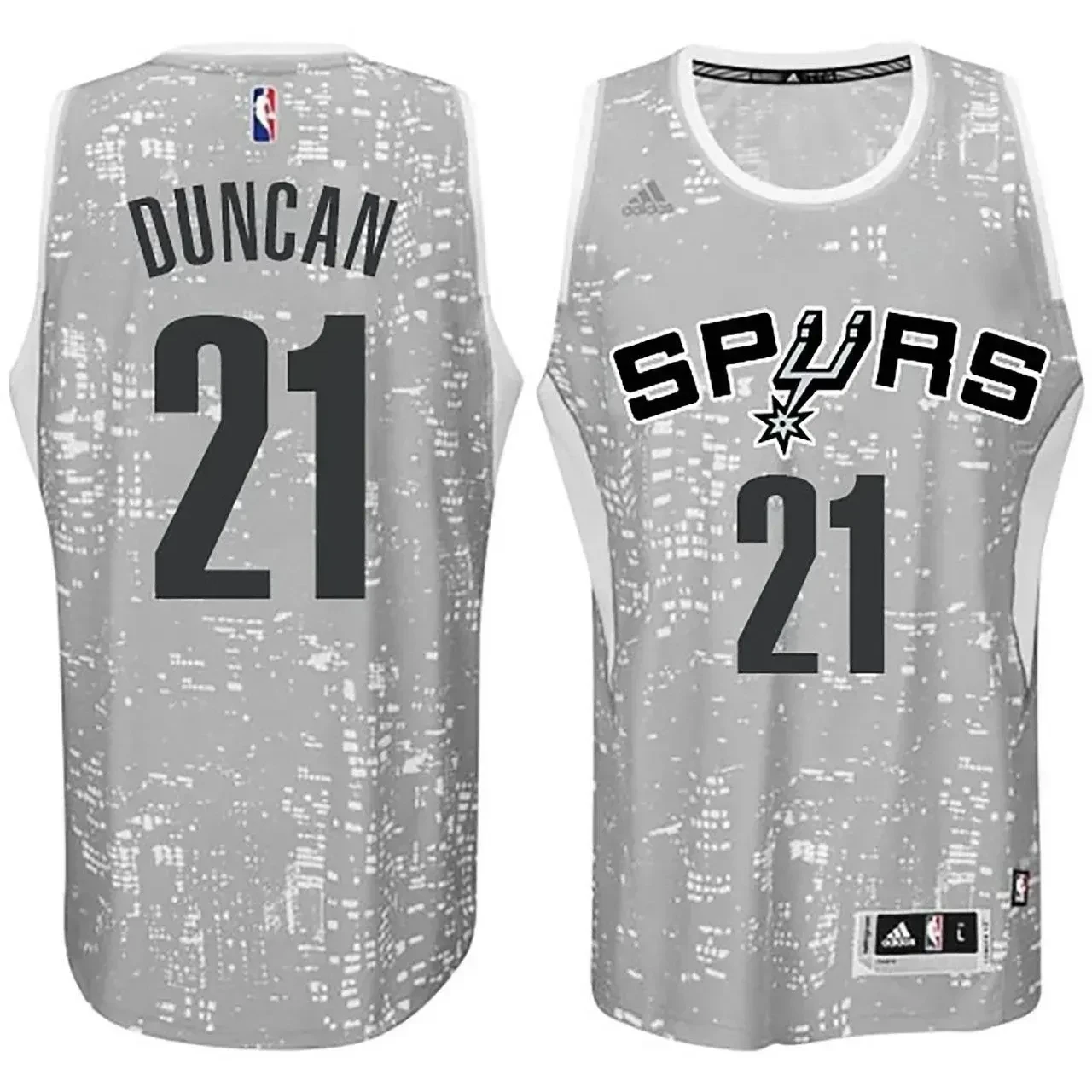 Male San Antonio Spurs 21 Tim Duncan City Lights Gray Swingman Jersey - JS131