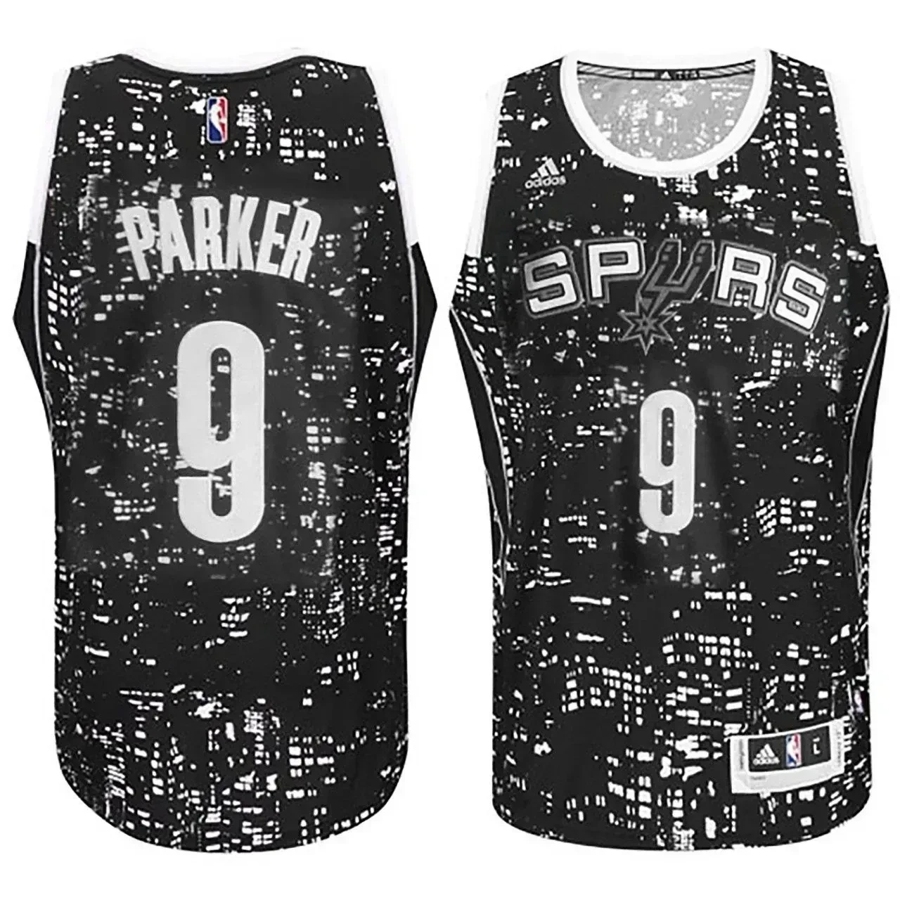 Male San Antonio Spurs 9 Tony Parker City Lights Black Swingman Black Jersey - JS518