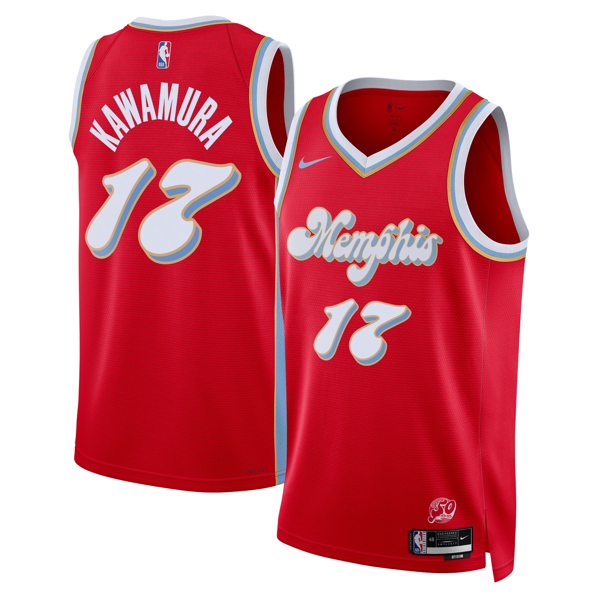 Memphis Grizzlies City Edition Swingman Jersey 2024 - Red - Yuki Kawamura - Unisex - JS919