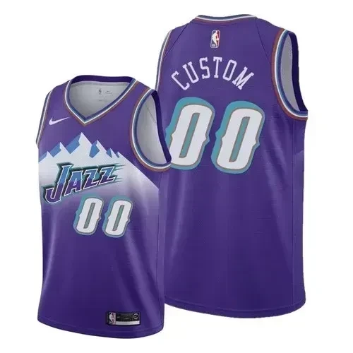 Men Custom Any Size Utah Jazz Hardwood Classics Jersey Purple Jersey - JS214