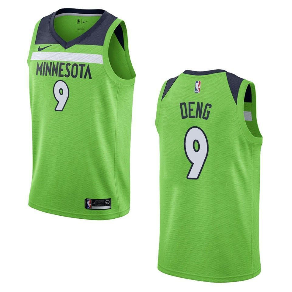 Men Minnesota Timberwolves 9 Luol Deng Statement Swingman Jersey - Green - JS666