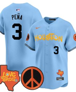 Men's Astros Love Street & Peace Sign Patch Vapor Premier Limited Jersey V2