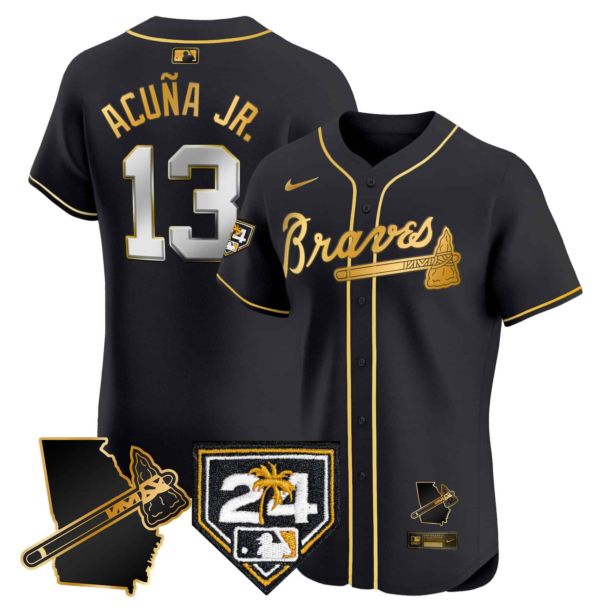 Men's Atlanta Braves 2024 Spring Training & Georgia Patch Vapor Premier Elite Jersey