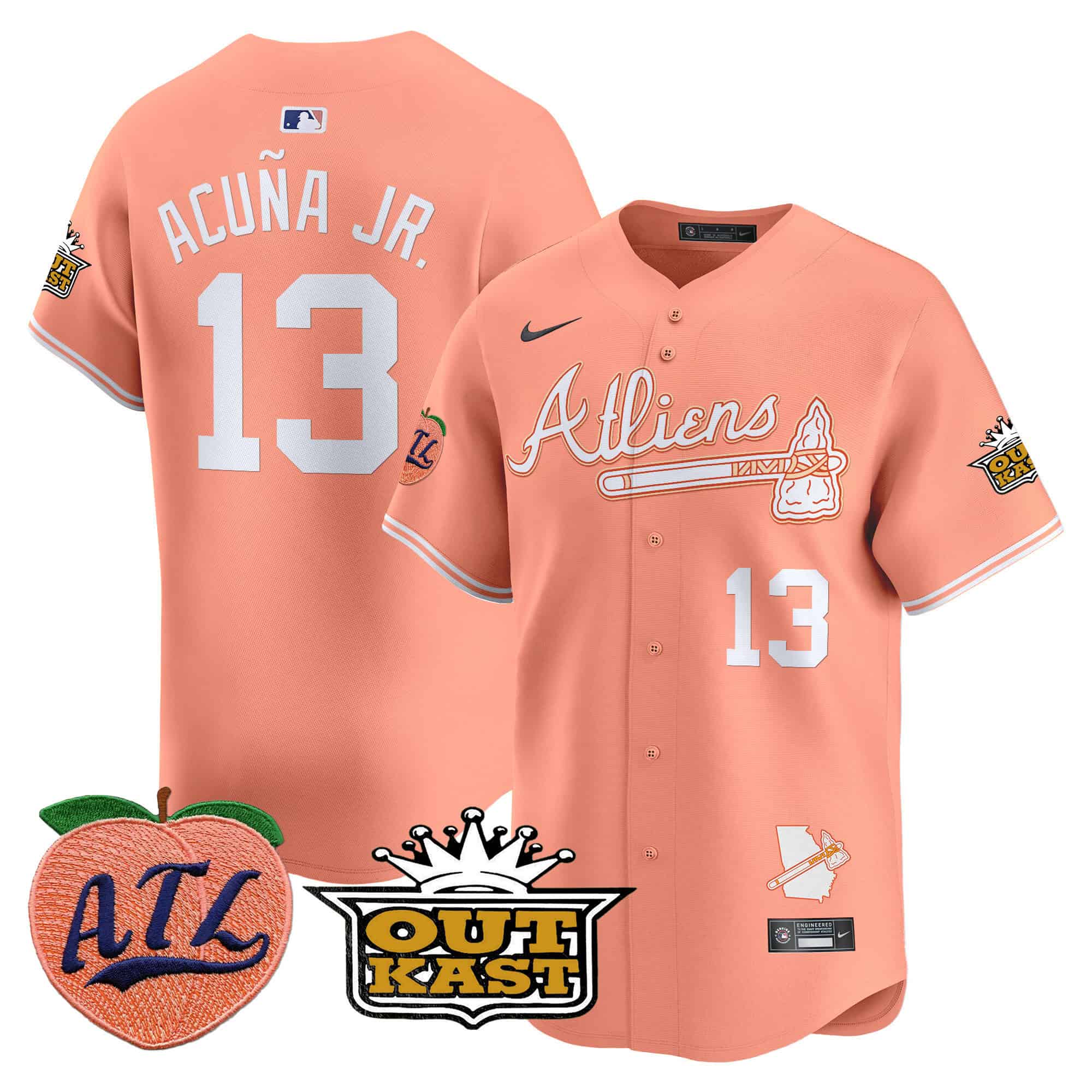 Men's Atlanta Braves Atliens & Peach Vapor Premier Limited Jersey