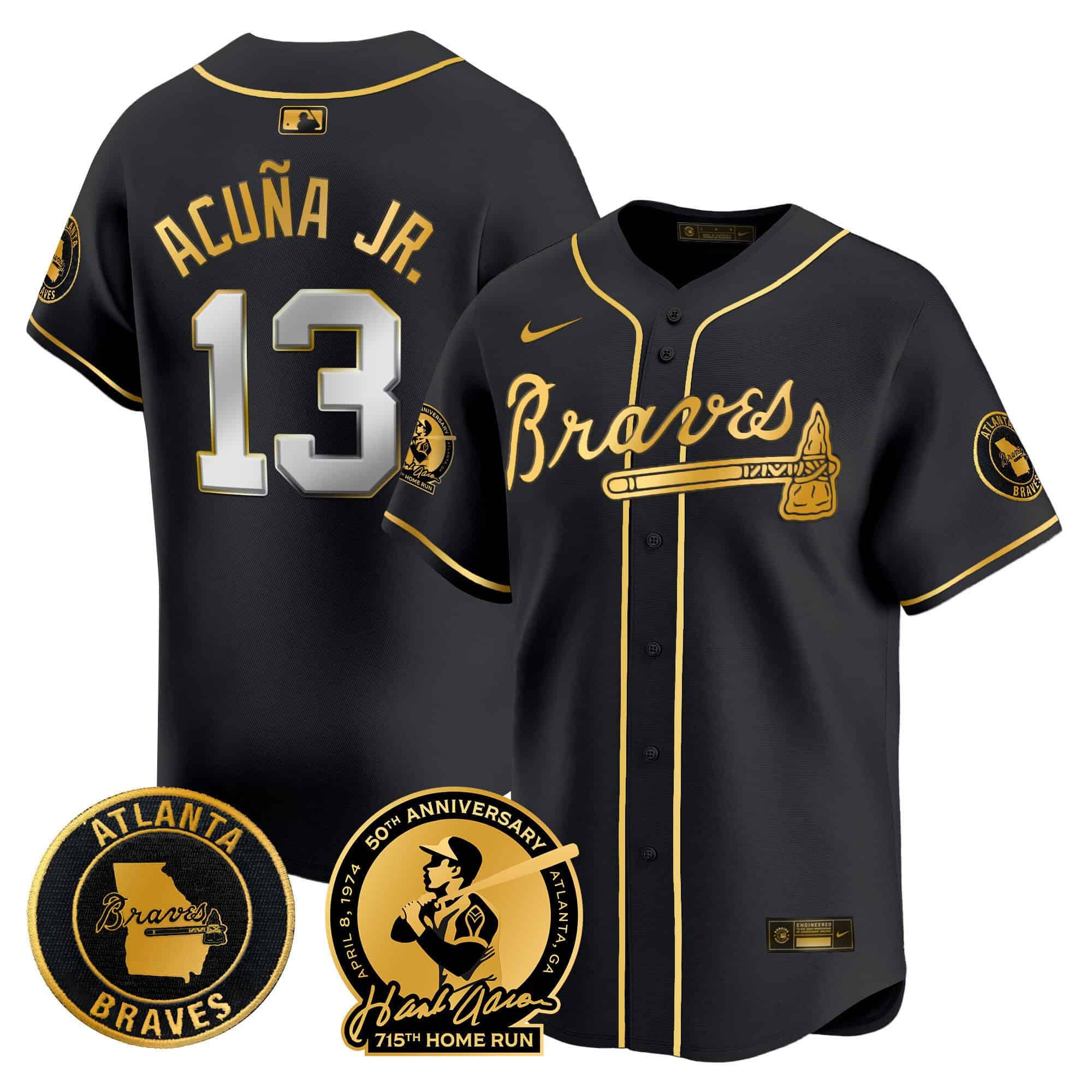 Men's Atlanta Braves Hank Aaron 715th Home Run Patch Vapor Premier Limited Jersey