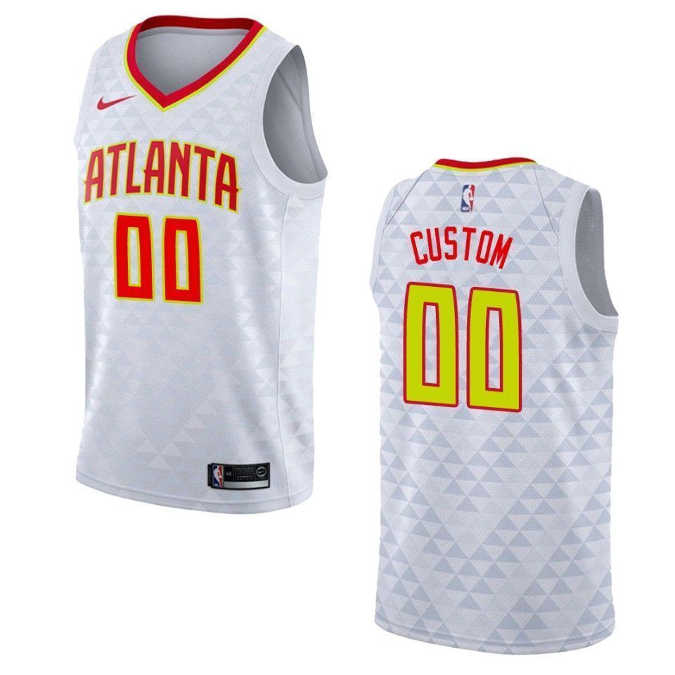 Men's Atlanta Hawks 00 Custom Association Swingman Jersey - White - JS226