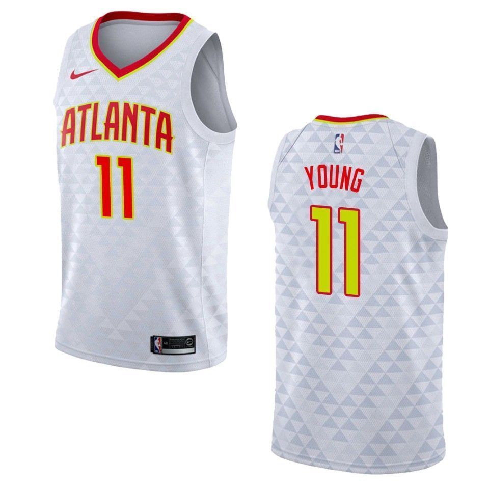 Men's Atlanta Hawks 11 Trae Young Association Swingman Jersey - White - JS584