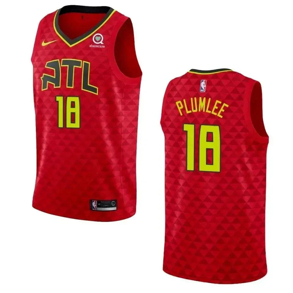 Men's Atlanta Hawks 18 Miles Plumlee Statement Swingman Jersey - Red - JS450