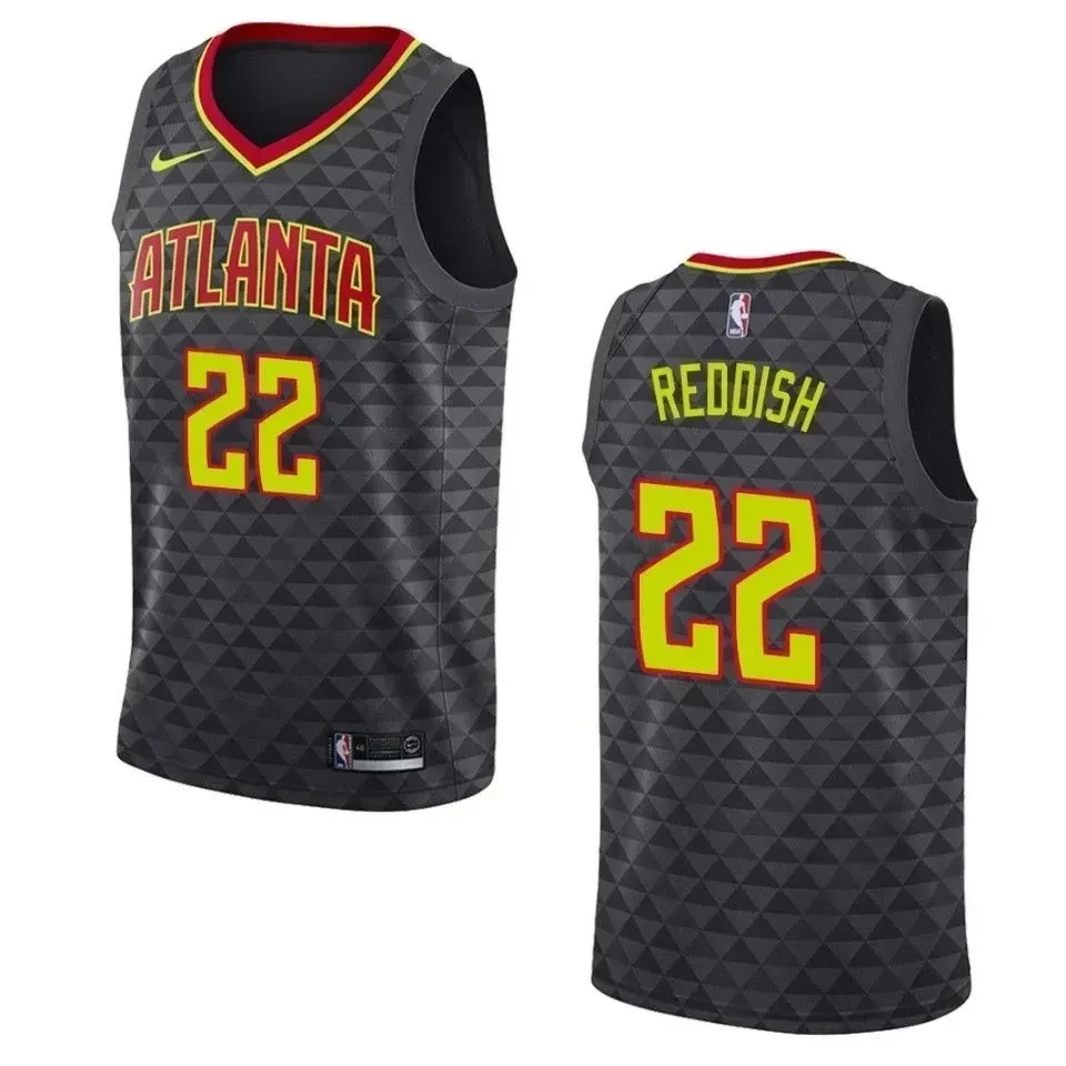 Men's Atlanta Hawks 22 Cam Reddish Icon Swingman Jersey - Black - JS707