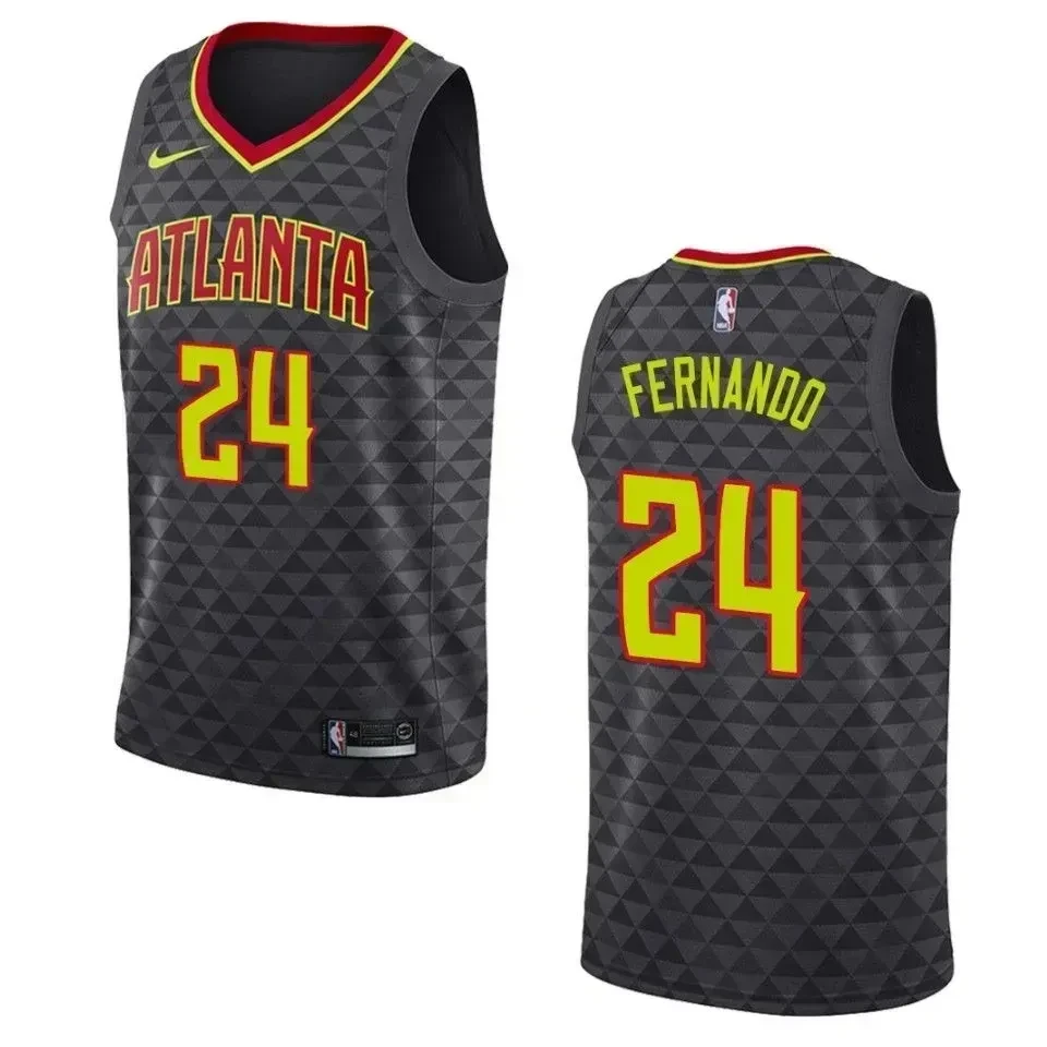 Men's Atlanta Hawks 24 Bruno Fernando Icon Swingman Jersey - Black - JS698
