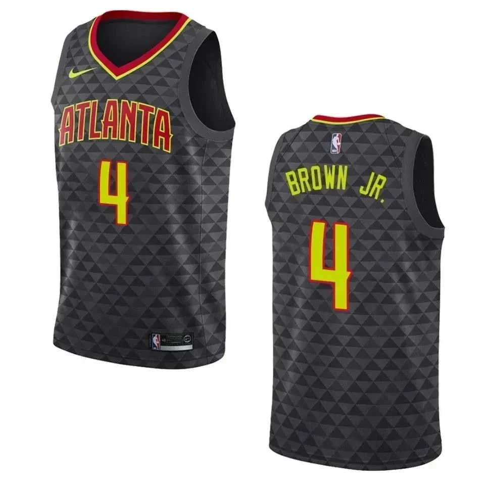 Men's Atlanta Hawks 4 Charlie Brown Jr. Icon Swingman Jersey - Black - JS536