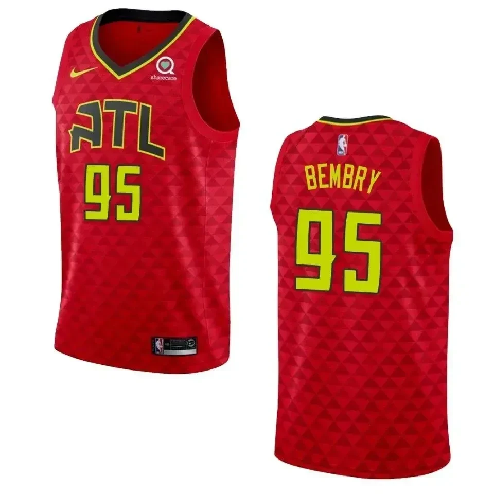 Men's Atlanta Hawks 95 Deandre' Bembry Statement Swingman Jersey - Red - JS973