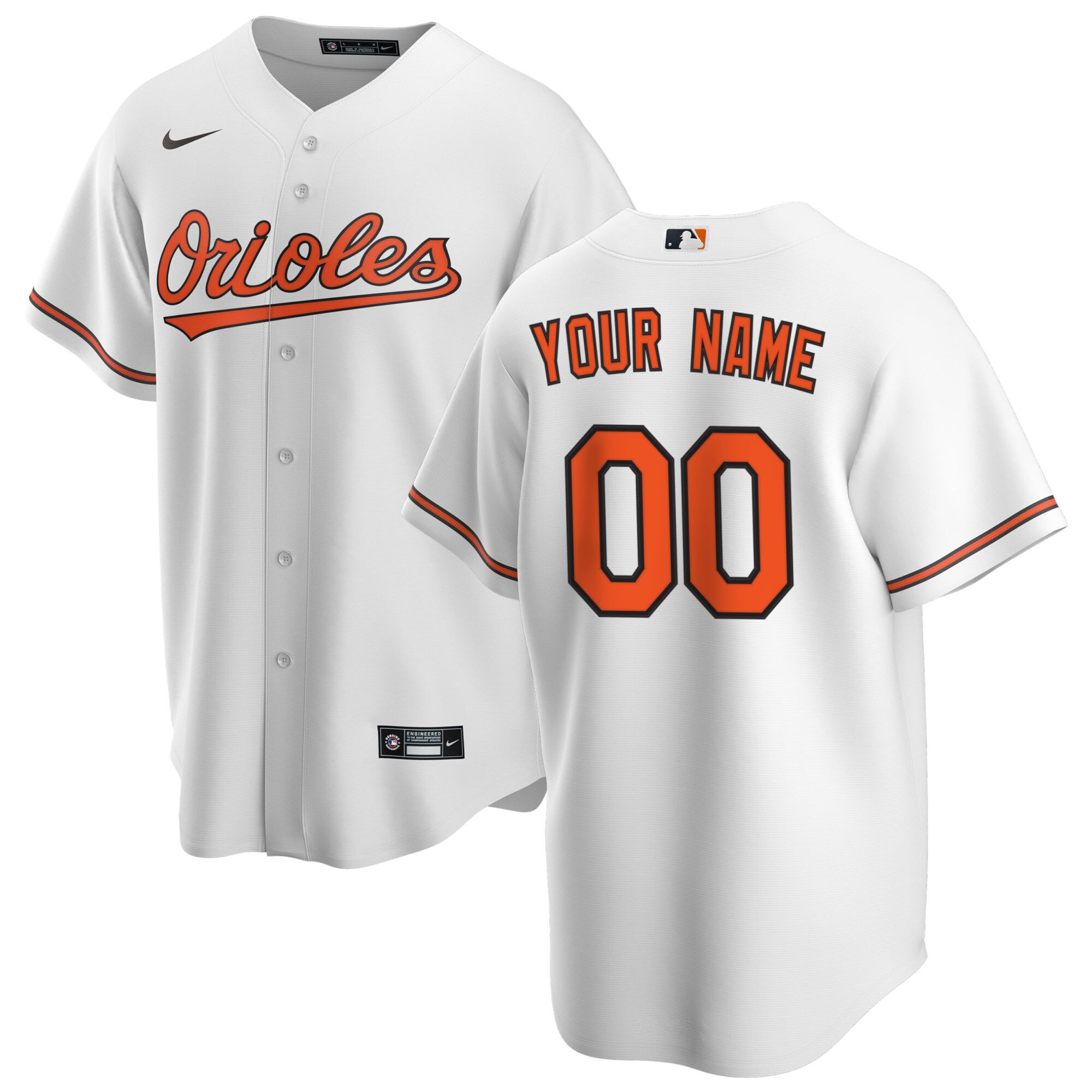 Men's Baltimore Orioles White Home Custom Jersey