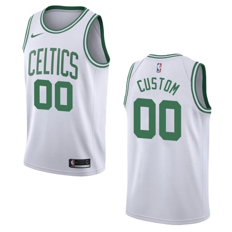 Men's Boston Celtics 00 Custom Association Swingman Jersey - White - JS896