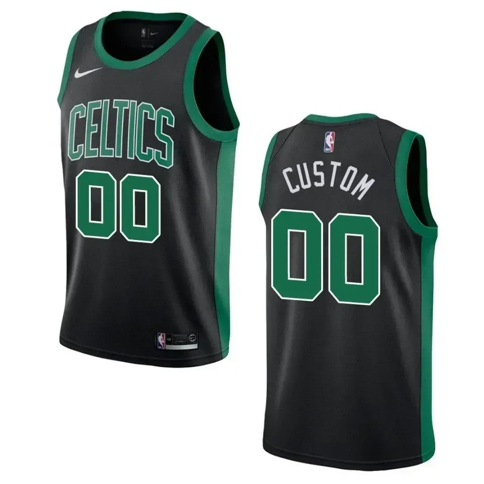 Men's Boston Celtics 00 Custom Statement Swingman Jersey - Black - JS178