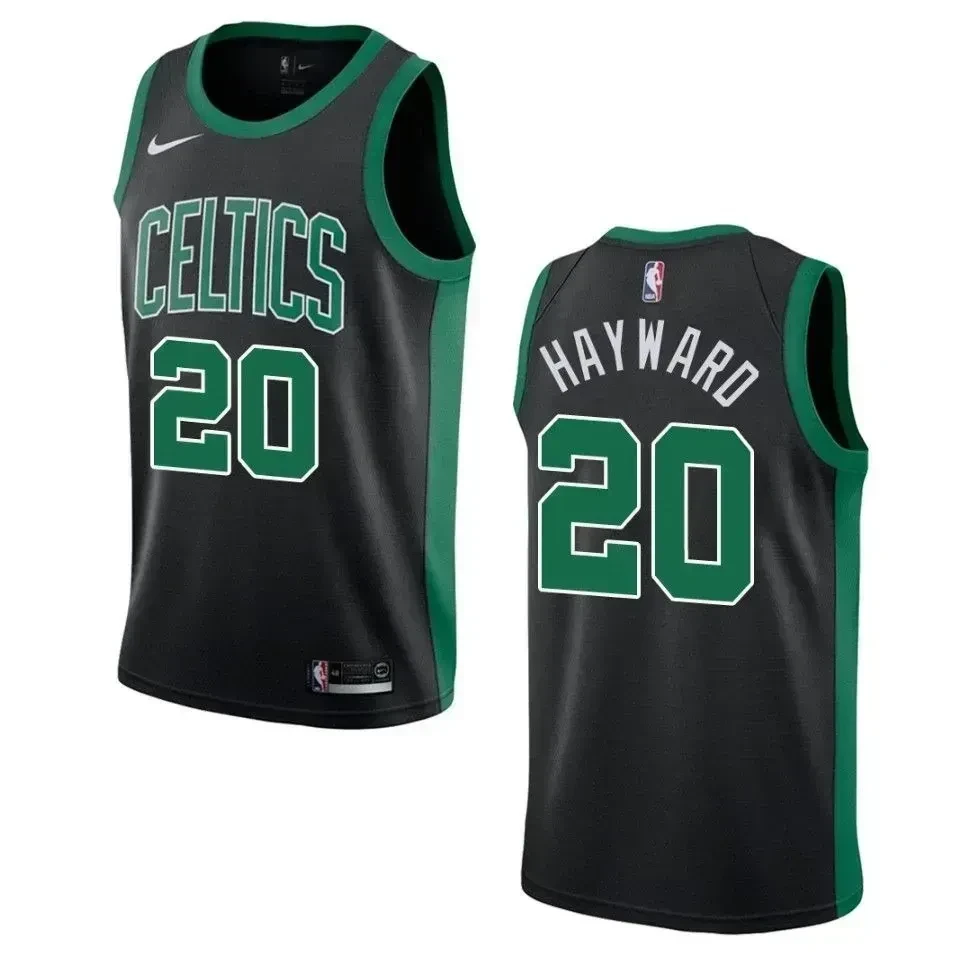 Men's Boston Celtics 20 Gordon Hayward Statement Swingman Jersey - Black - JS500