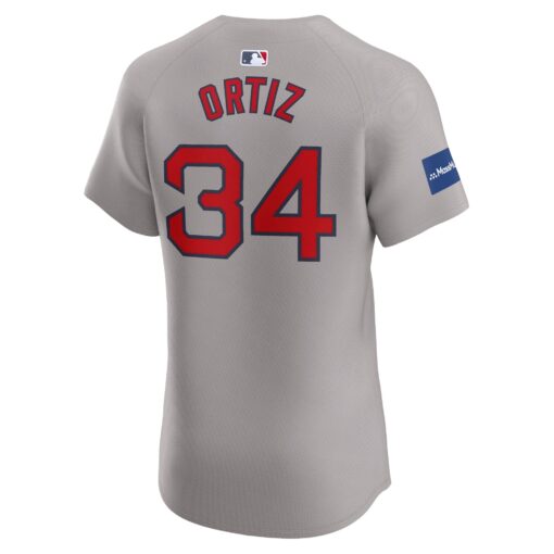 Men's Boston Red Sox David Ortiz Gray Road Elite Sponsor Patch Player Jersey - Image 3