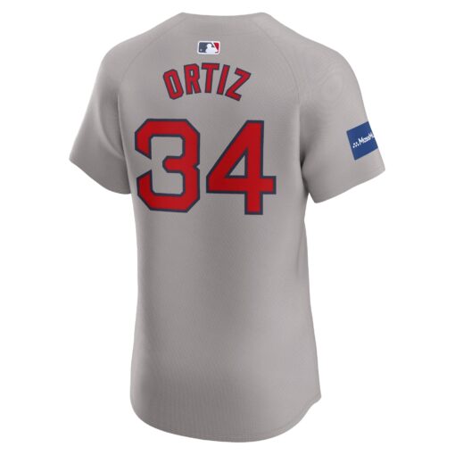Men's Boston Red Sox David Ortiz Gray Road Elite Sponsor Patch Player Jersey - Image 3
