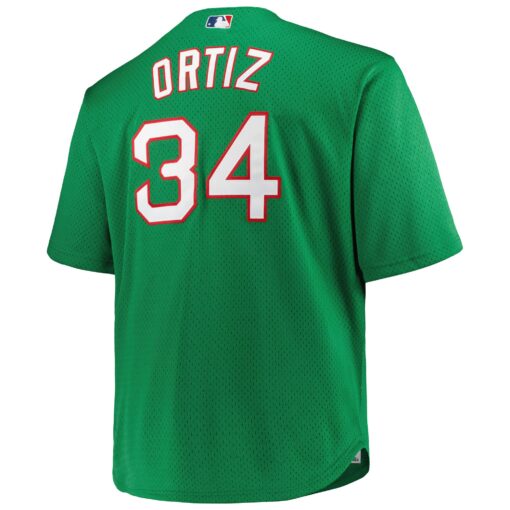 Men's Boston Red Sox David Ortiz Mitchell & Ness Kelly Green Big & Tall Cooperstown Collection Mesh Batting Practice Jersey - Image 3