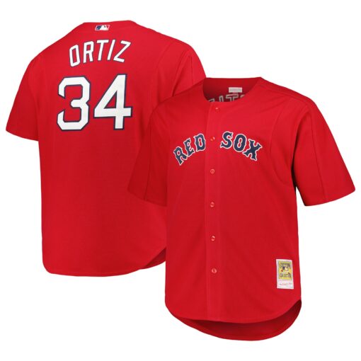 Men's Boston Red Sox David Ortiz Mitchell & Ness Red Big & Tall Cooperstown Collection Batting Practice Jersey