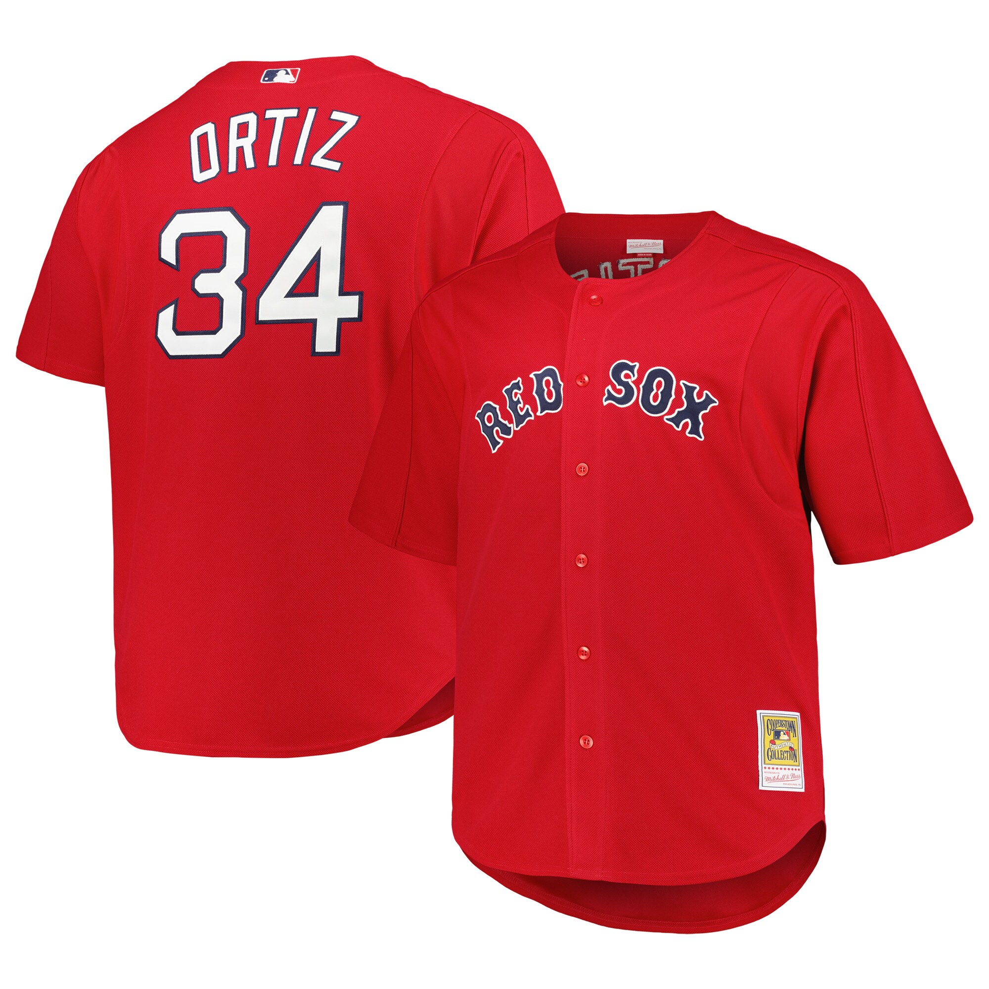 Men's Boston Red Sox David Ortiz Mitchell & Ness Red Big & Tall Cooperstown Collection Batting Practice Jersey