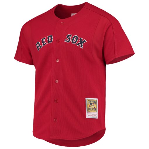 Men's Boston Red Sox David Ortiz Mitchell & Ness Red Cooperstown Collection Mesh Batting Practice Button-Up Jersey - Image 2