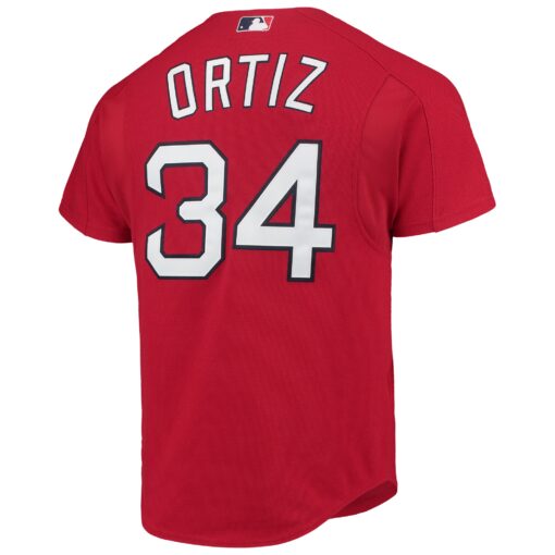 Men's Boston Red Sox David Ortiz Mitchell & Ness Red Cooperstown Collection Mesh Batting Practice Button-Up Jersey - Image 3