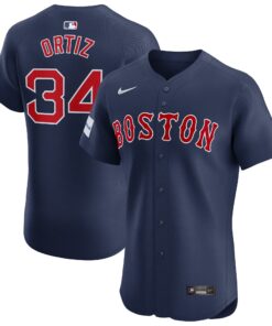 Men's Boston Red Sox David Ortiz Navy Alternate Elite Sponsor Patch Player Jersey