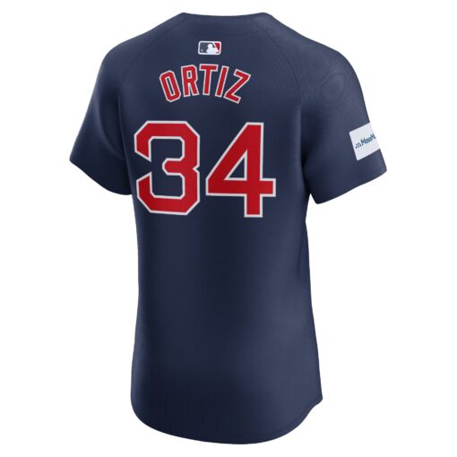 Men's Boston Red Sox David Ortiz Navy Alternate Elite Sponsor Patch Player Jersey - Image 3