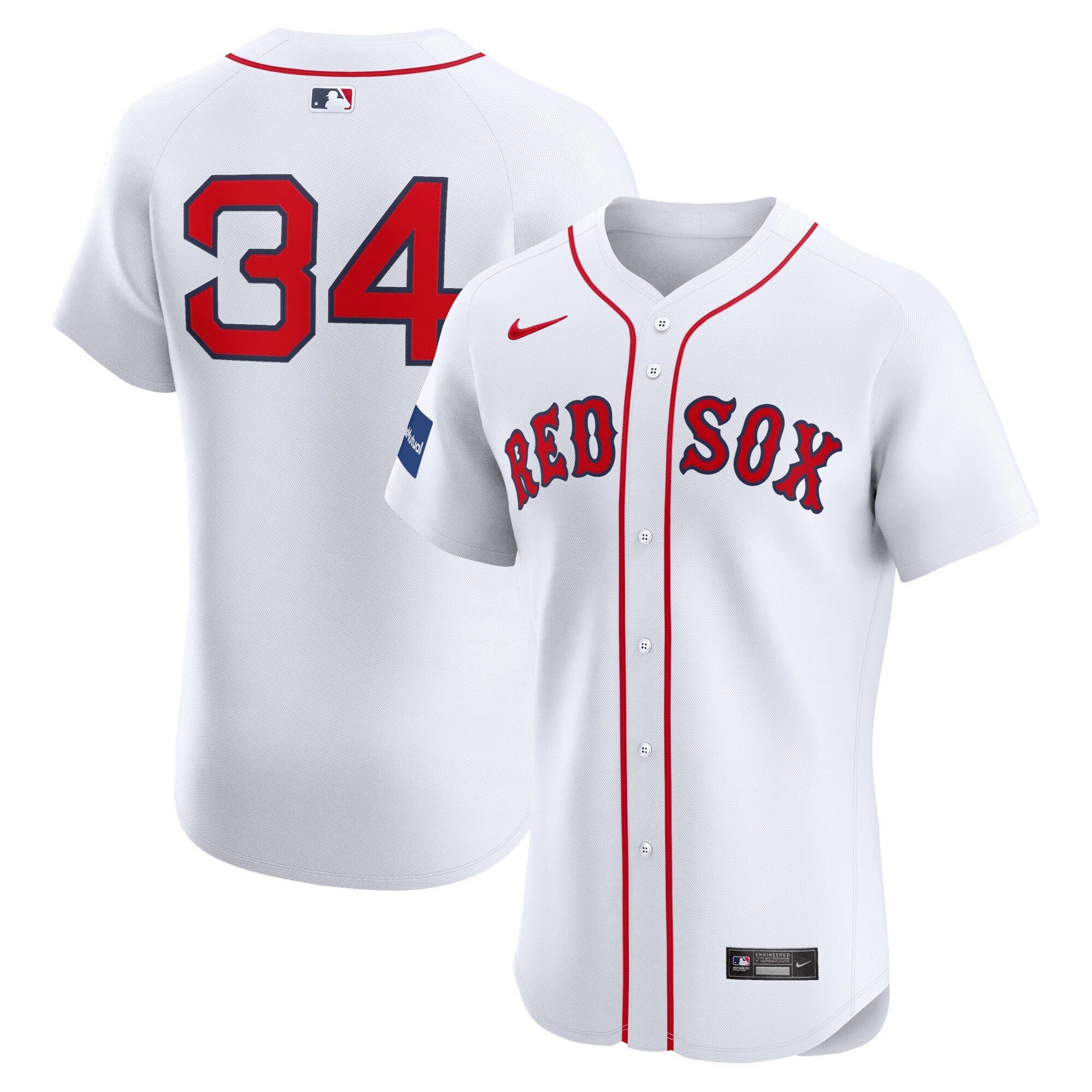 Men's Boston Red Sox David Ortiz White Home Elite Sponsor Patch Player Jersey