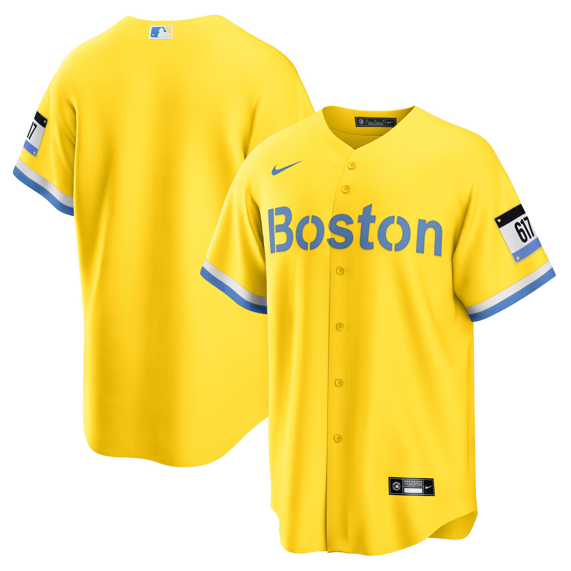 Men's Boston Red Sox Gold/Light Blue City Connect Jersey