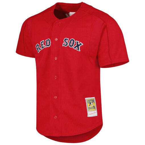 Men's Boston Red Sox Nomar Garciaparra Mitchell & Ness Red Cooperstown Collection Mesh Batting Practice Button-Up Jersey - Image 2
