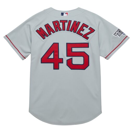 Men's Boston Red Sox Pedro Martinez Mitchell & Ness Gray 2004 Cooperstown Collection Throwback Jersey - Image 3
