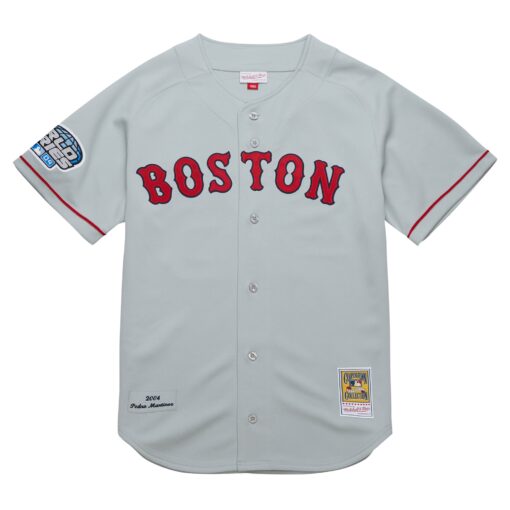Men's Boston Red Sox Pedro Martinez Mitchell & Ness Gray 2004 Cooperstown Collection Throwback Jersey - Image 2